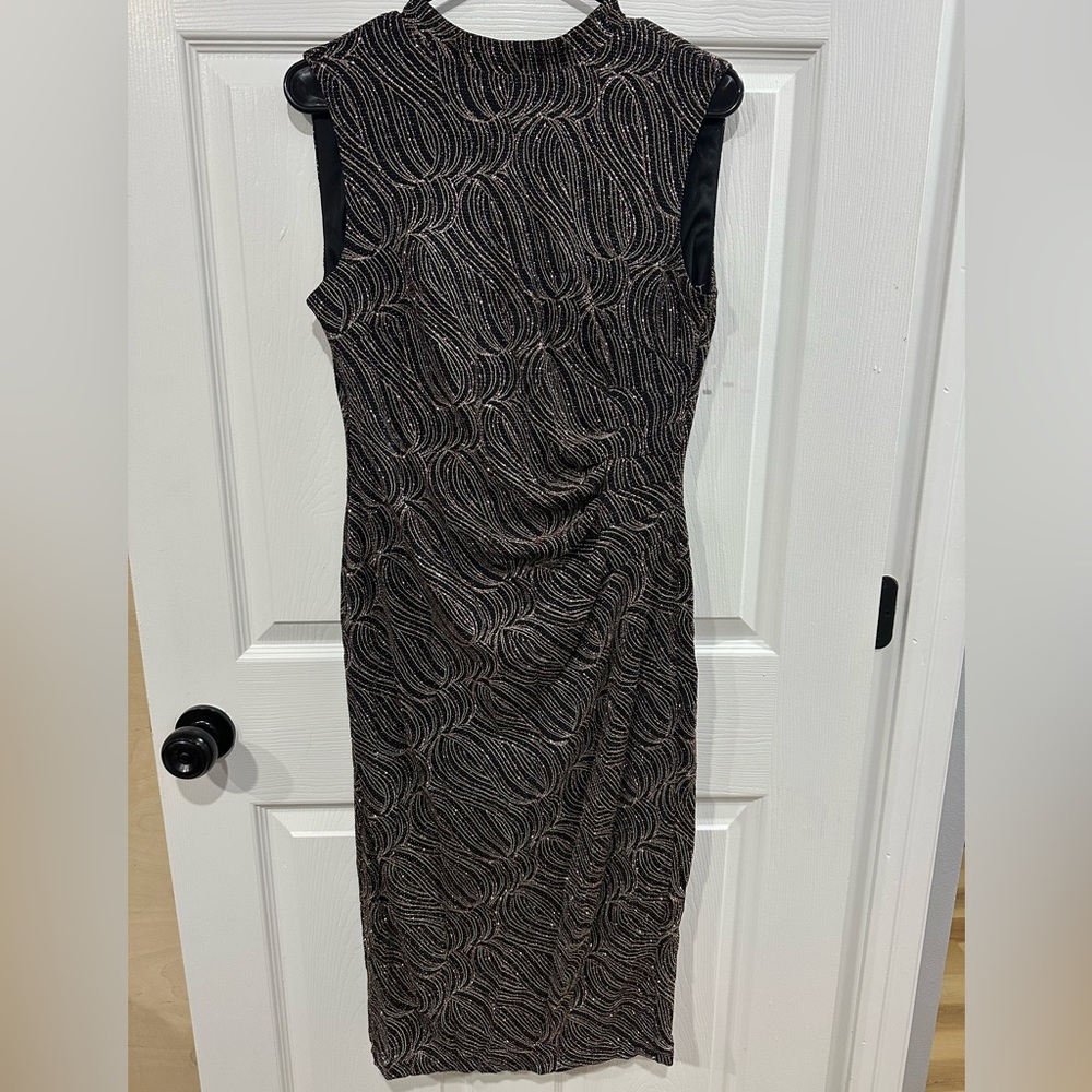 Anne Klein Black and Brown Swirl Midi Dress